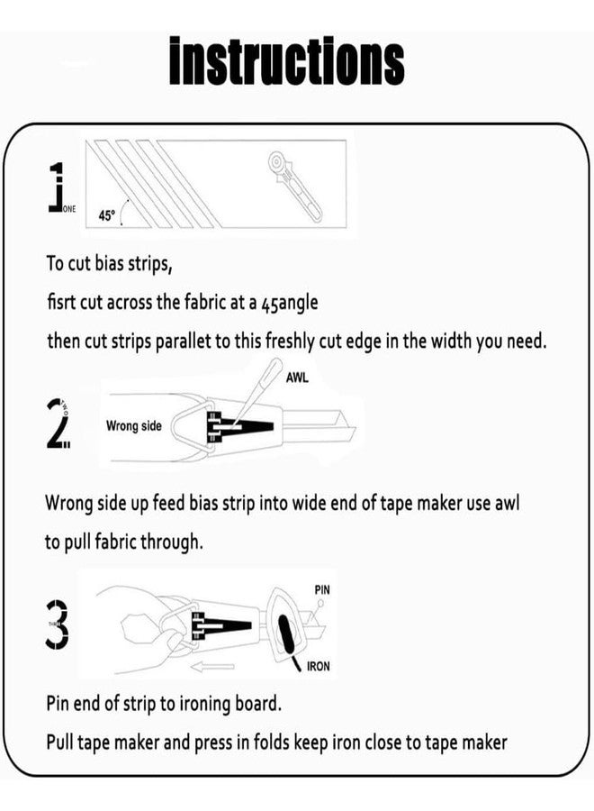 Fapiwen 5 Sizes Bias Tape Maker Set - 1/4", 3/8", 1/2", 3/4", 1", Fabric Bias Tape Maker Tool for DIY Sewing and Quilting, Quickly Customize Solidly Bias Binding Quilting Tools (5pcs) - Image 4